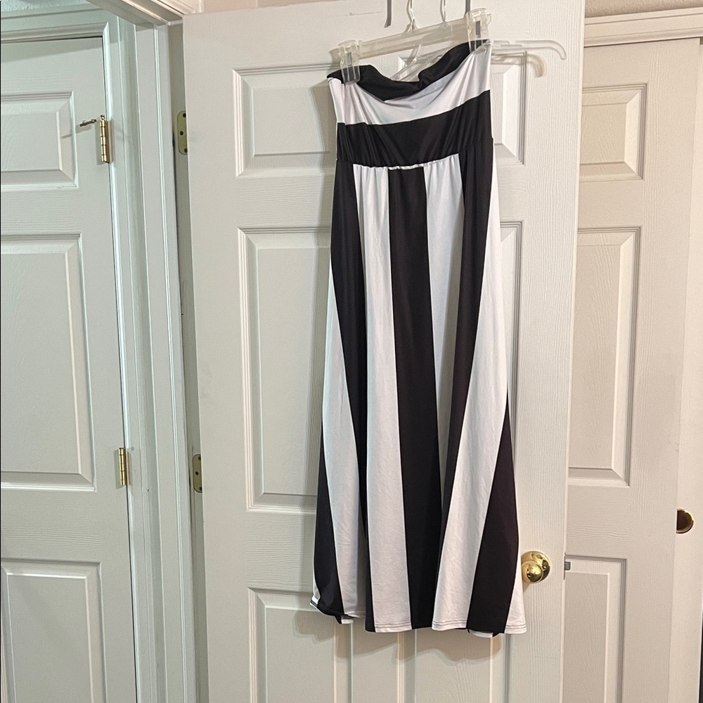 Black and White Striped Tube Dress
